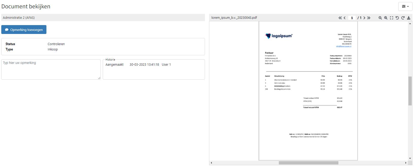 Document bekijken in TriFact365