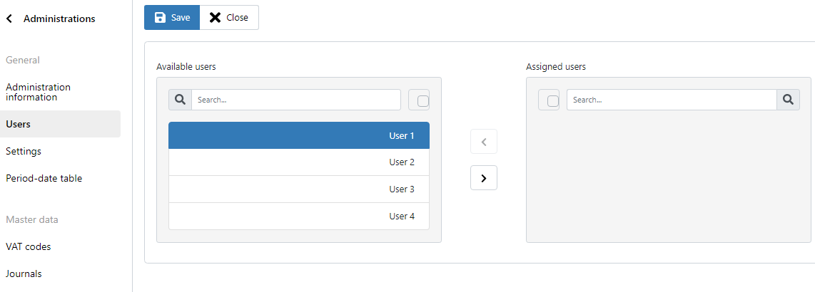 Printscreen of a selected user in the "Users" tab of the "administration"detail view in TriFact365