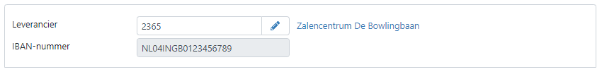 Leverancier en IBAN nummer zijn zichtbaar omdat relatie succesvol is gematcht