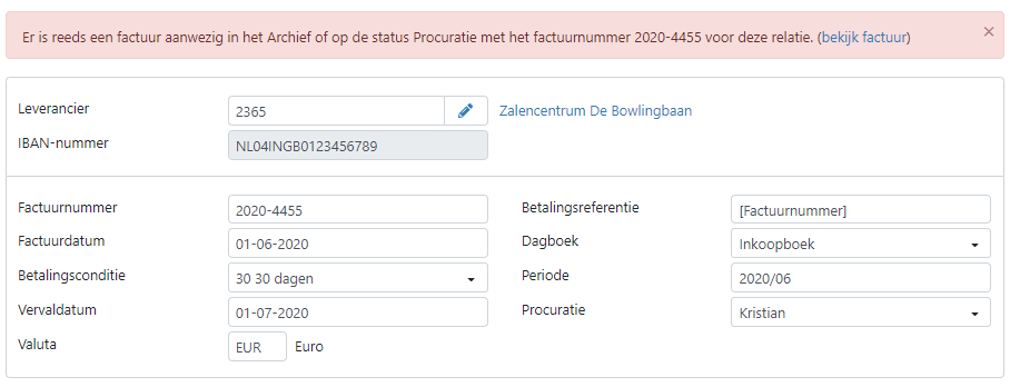 Automatische controle op dubbele facturen