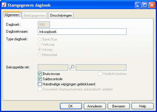 Inkoopdagboek met saldocontrole en bruto-invoer