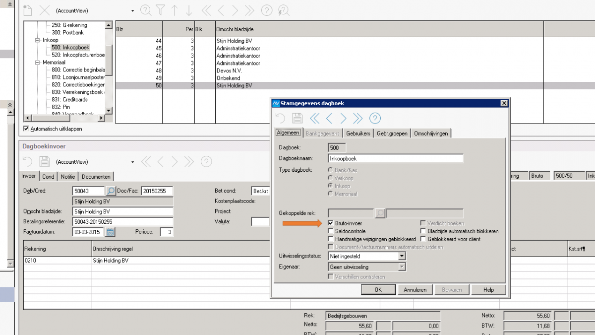 instellingen AccountView stamgegevens