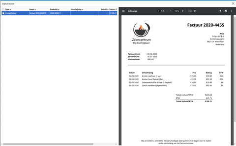 PDF file of invoice in iMUIS Online